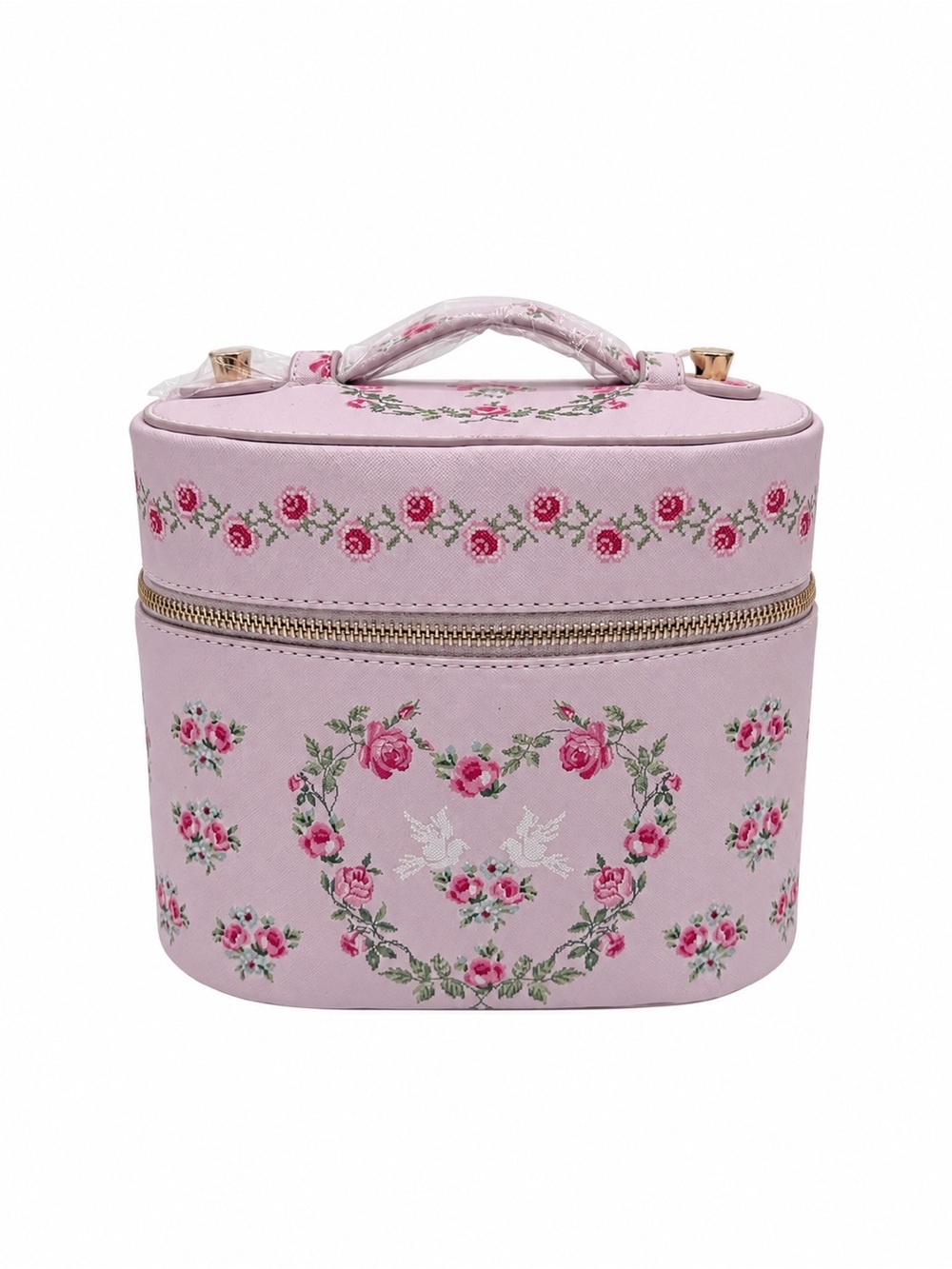 Laura Ashley Pink Rose Floral Vanity Cosmetic Case Coquette Girly Makeup